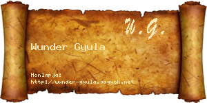 Wunder Gyula névjegykártya